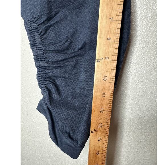 Lululemon In The FLow Slate Blue Gray Side Ruche Crop Yoga Pant 8 - Picture 10 of 12